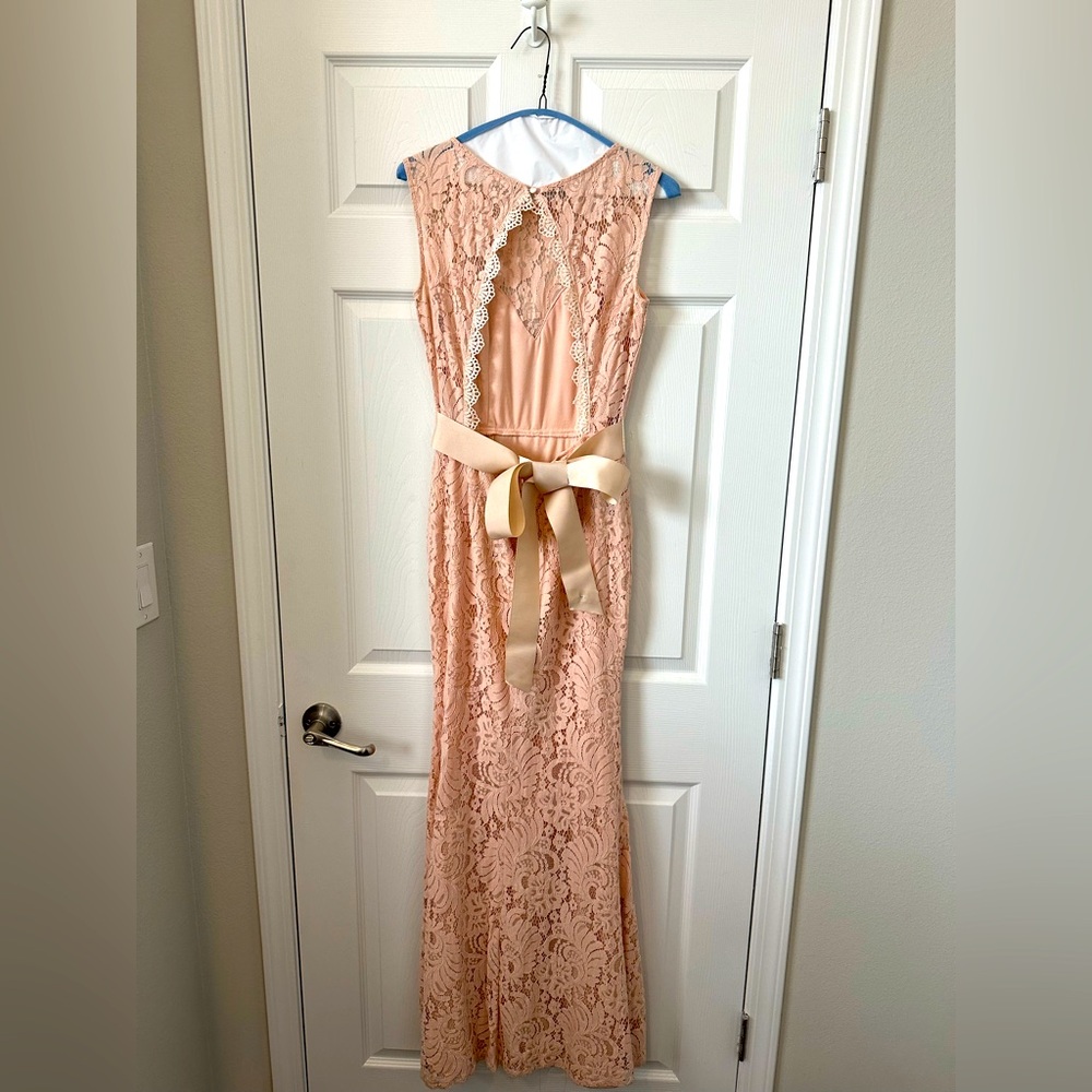 Pale Pink Lace Dresss with Stunning Back